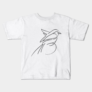 Bird Beautiful Line Art Kids T-Shirt